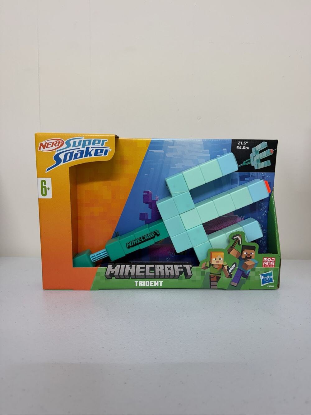 Nerf Super Soaker Minecraft Trident Water Blaster Pull Back Toy Gun